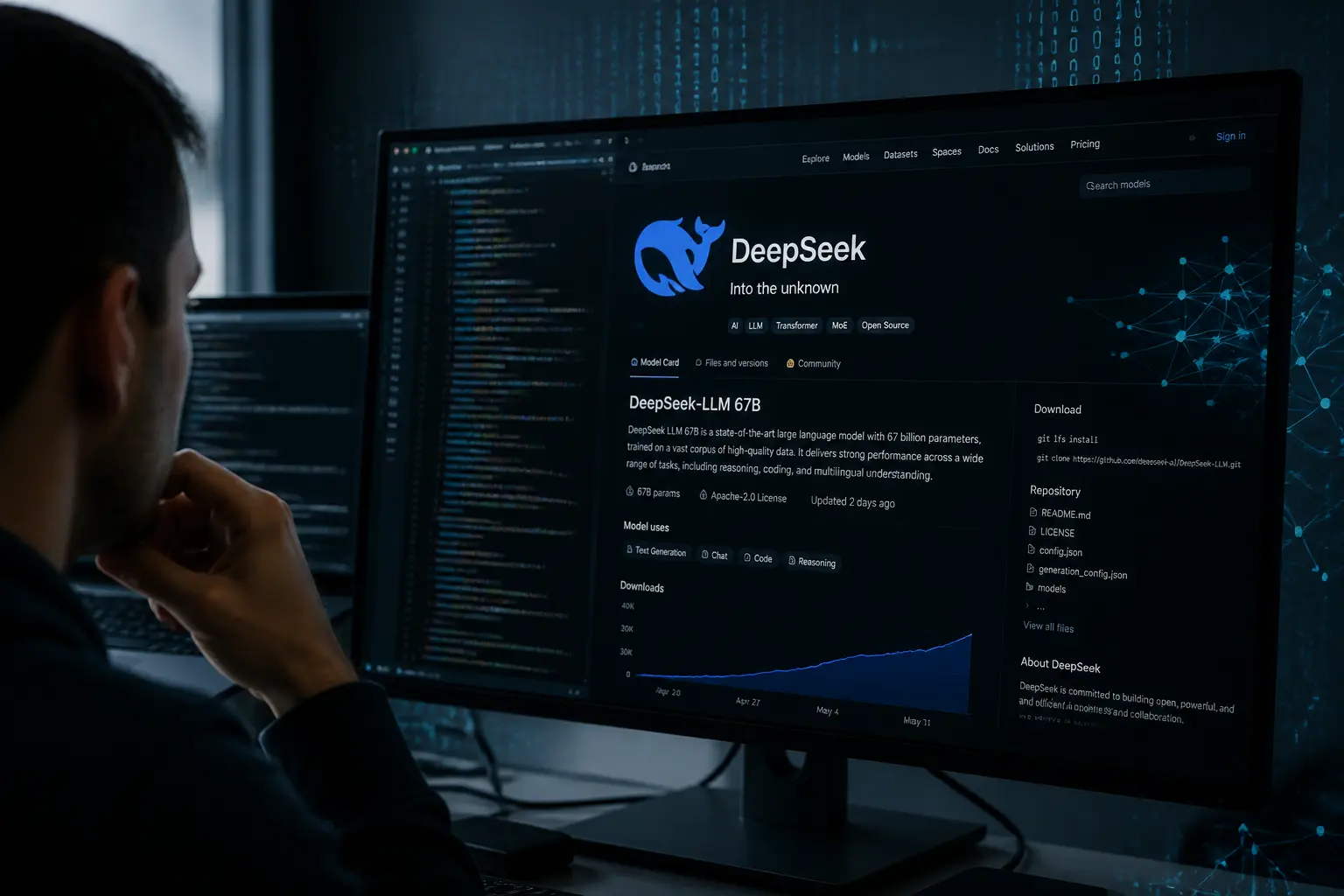 Екран розробника з відкритим кодом AI-моделі DeepSeek