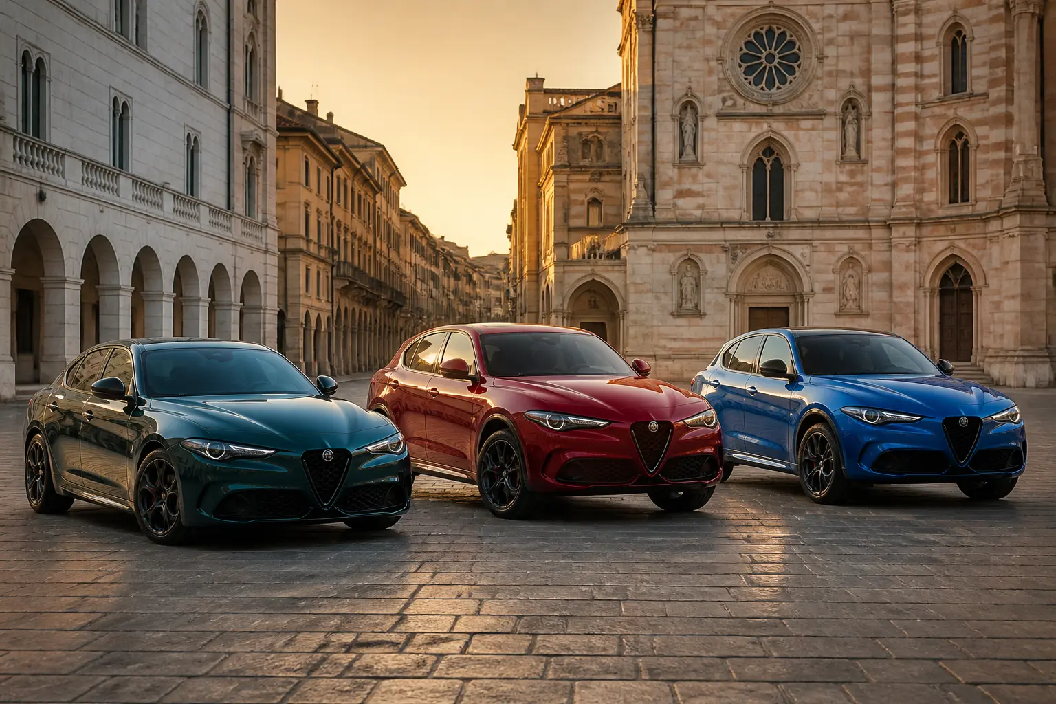 Три моделі Alfa Romeo на італійській площі