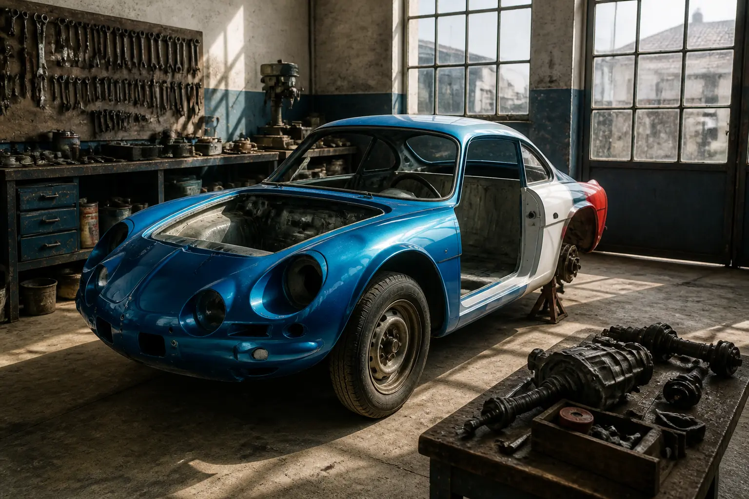 Класичний Alpine A110 Berlinette у реставраційній майстерні