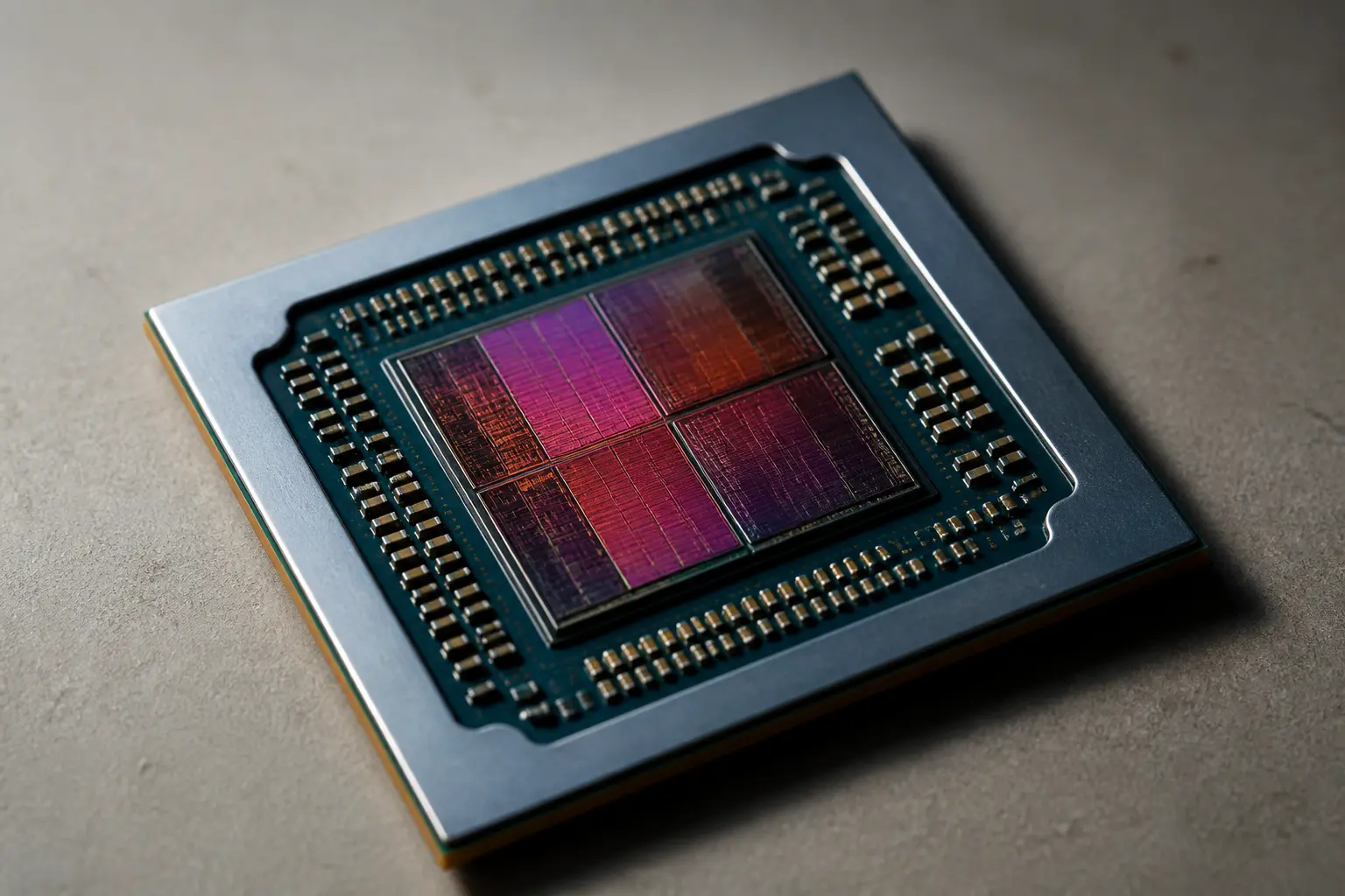 Мікрочип AMD на нейтральному тлі