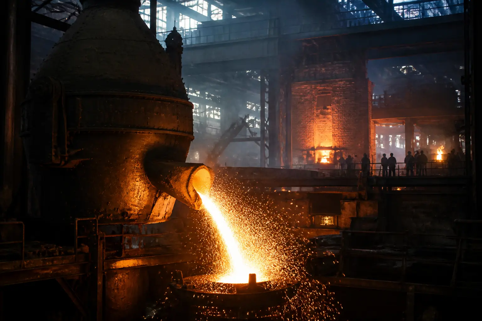 Сталеливарний завод епохи Carnegie Steel з розплавленим металом