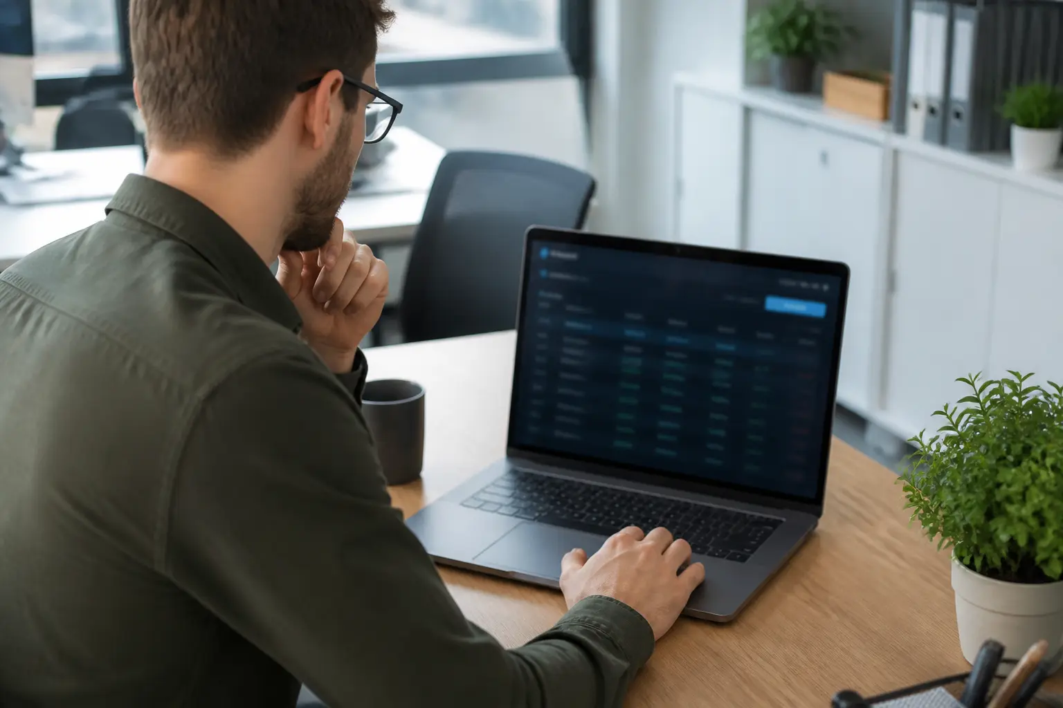 Человек просматривает block explorer на ноутбуке