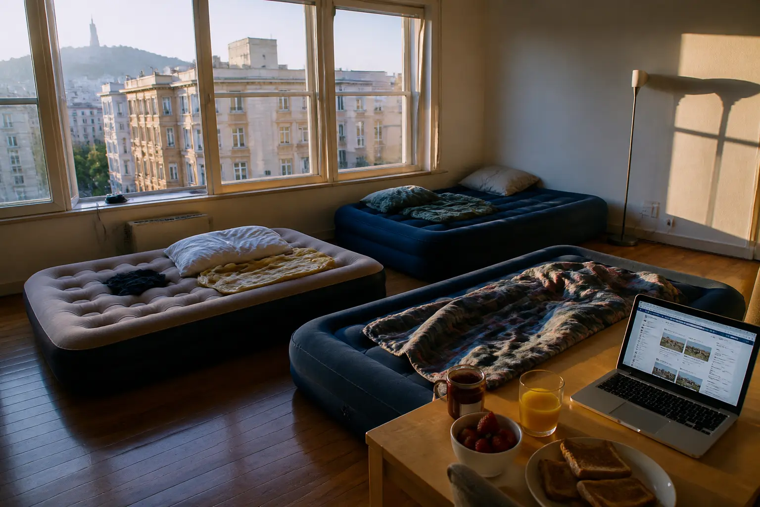 Вітальня з надувними матрацами та сніданком — перша ідея Airbnb