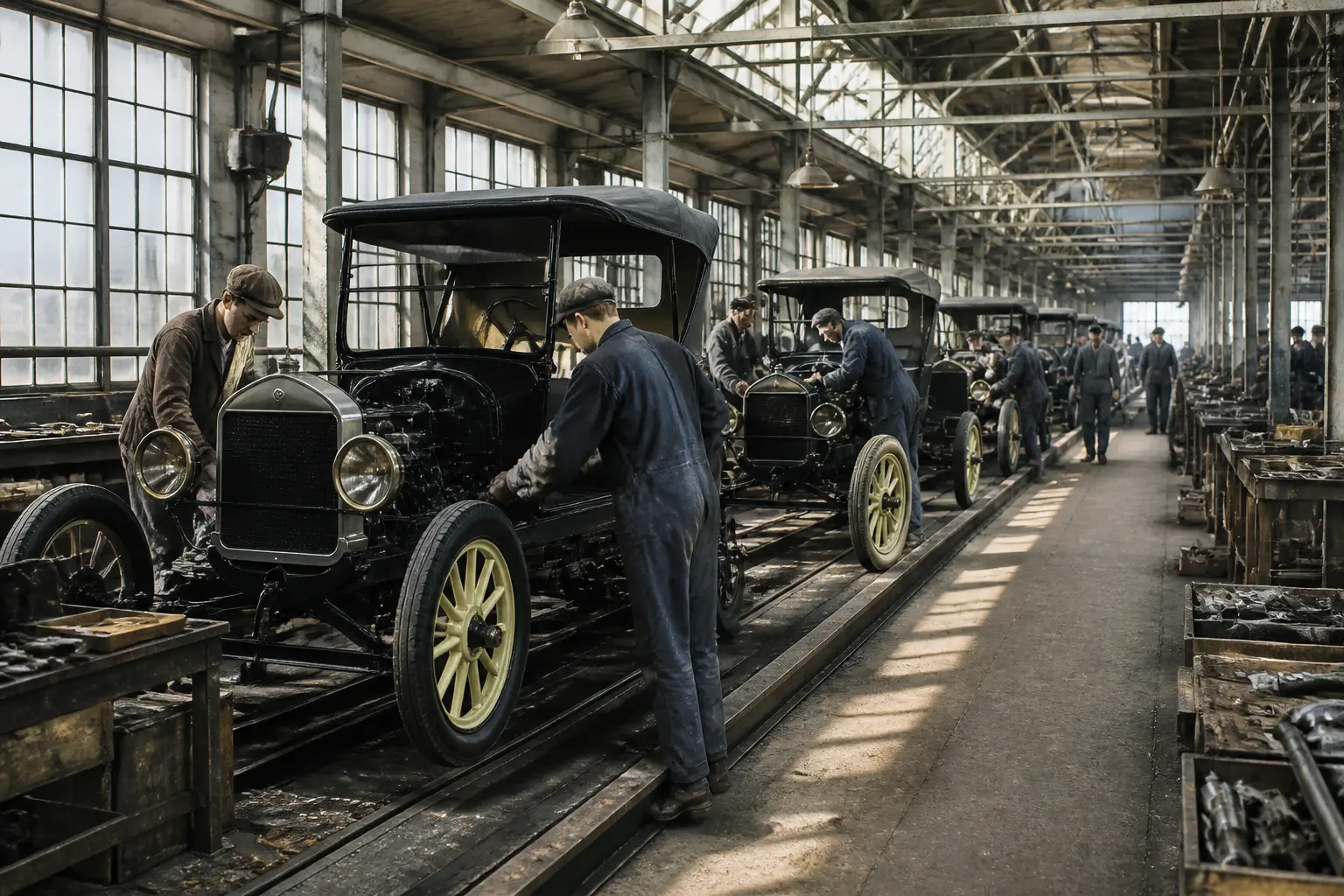 Завод Citroën в 1920-х годах: сборка автомобилей на конвейере