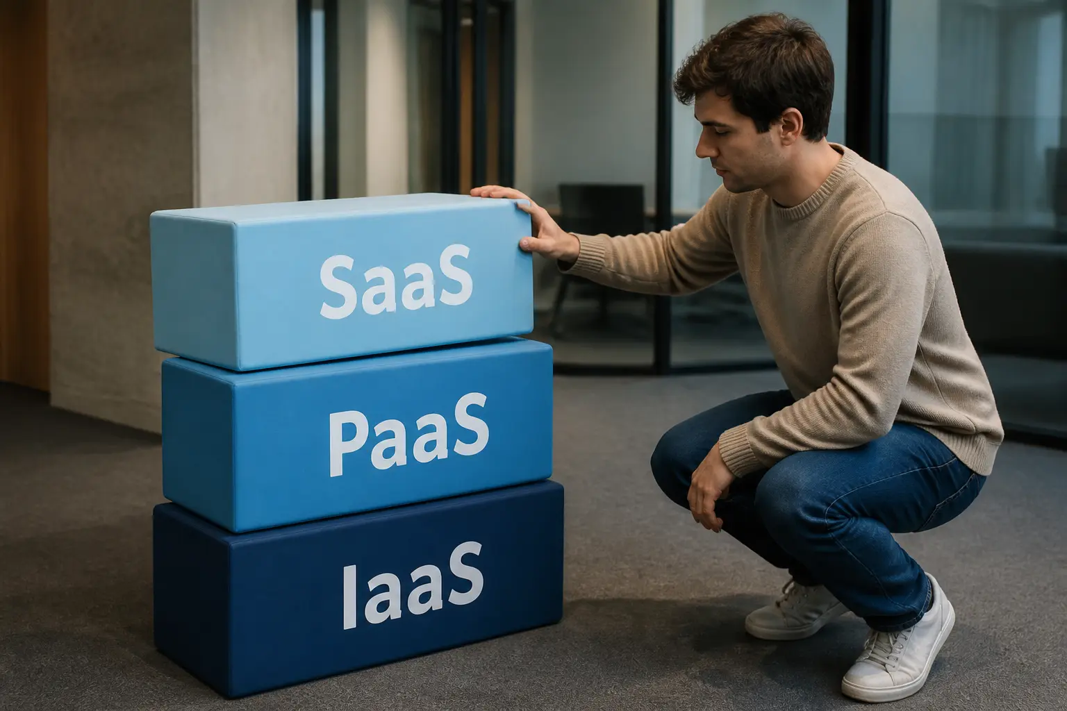 Порівняння моделей IaaS, PaaS і SaaS у вигляді блоків