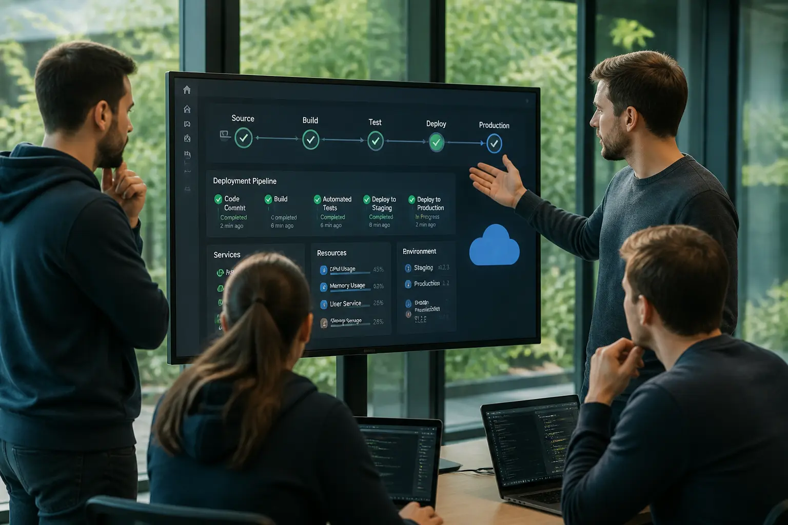 Команда розробників працює з PaaS-платформою