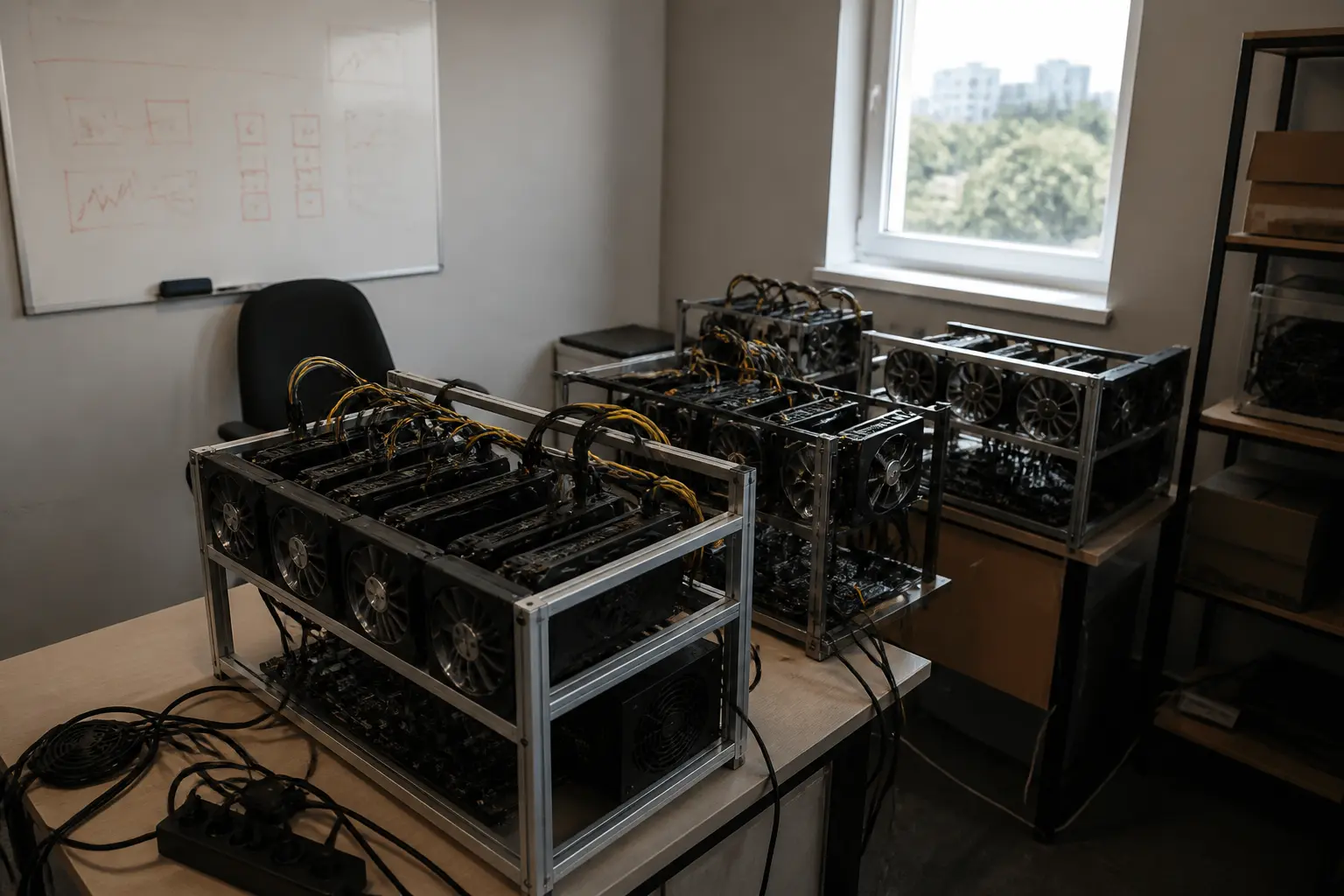 Перші GPU-ріги у невеликому офісі на початку історії компанії