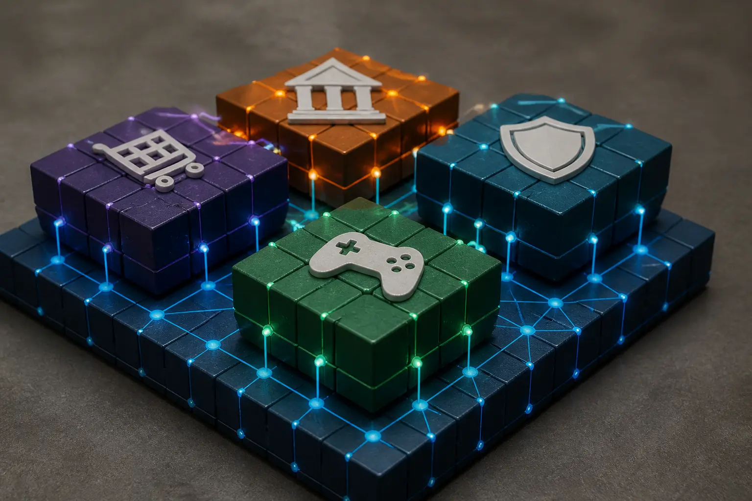 Концептуальна редакційна ілюстрація мереж та IBC у Cosmos: cosmos ibc appchains 3