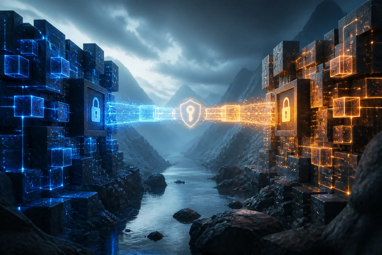 Концептуальна редакційна ілюстрація мереж та IBC у Cosmos: cosmos ibc appchains 4