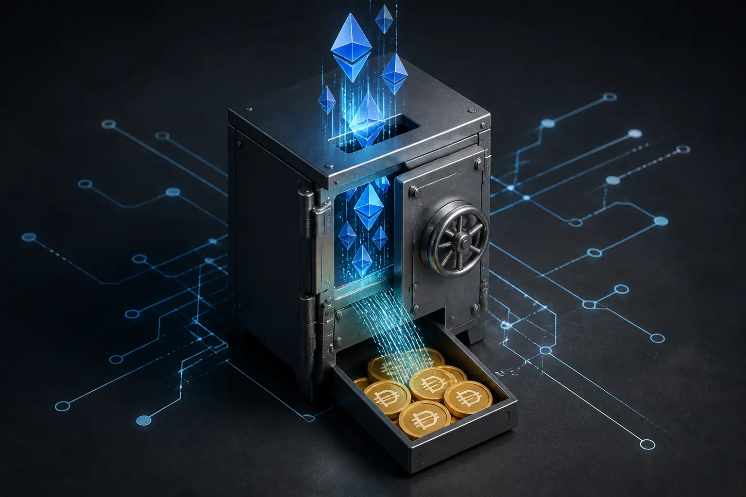 Схема роботи смарт-контракту Vault для створення DAI