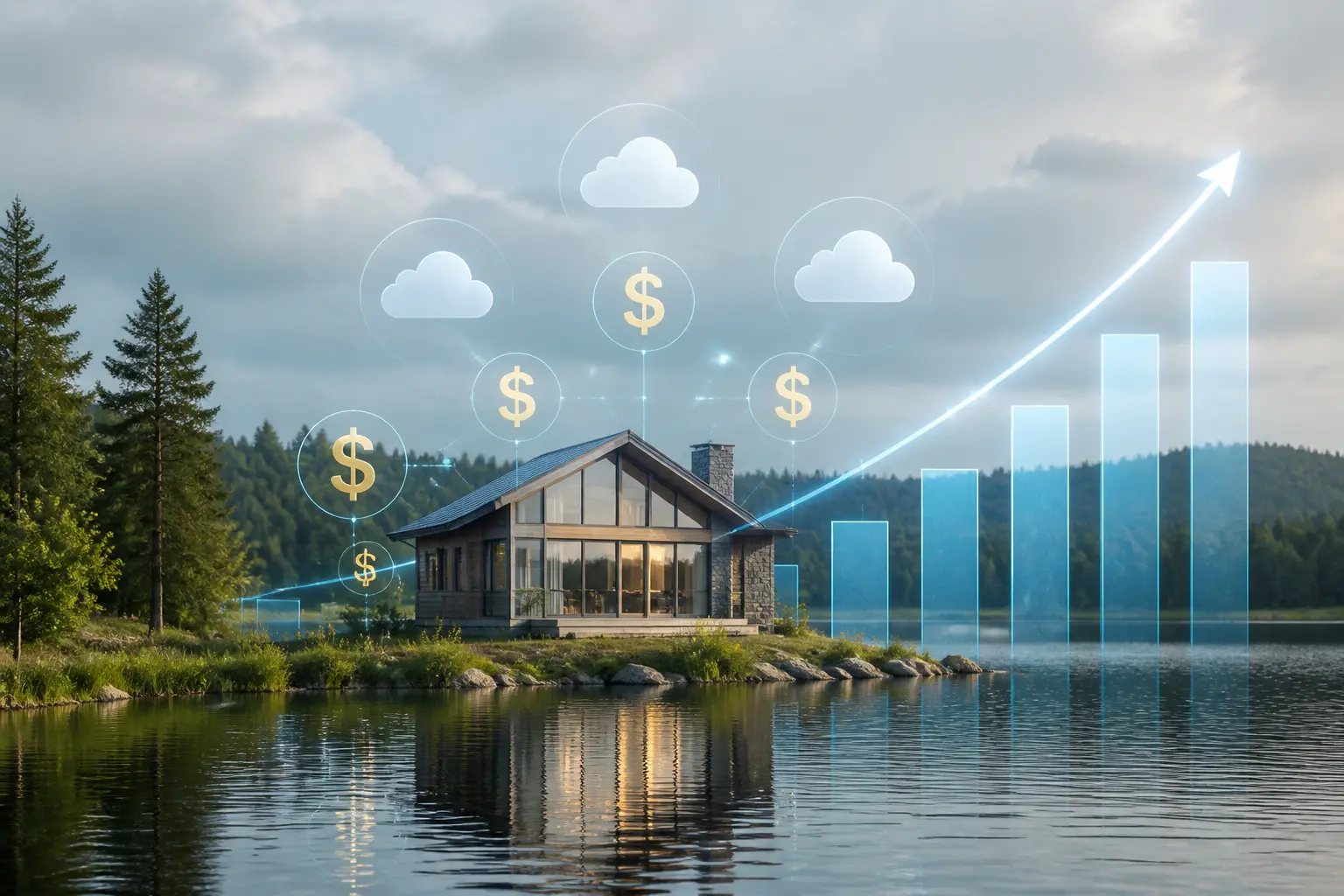 Графік зростання доходів Databricks з іконкою lakehouse у центрі