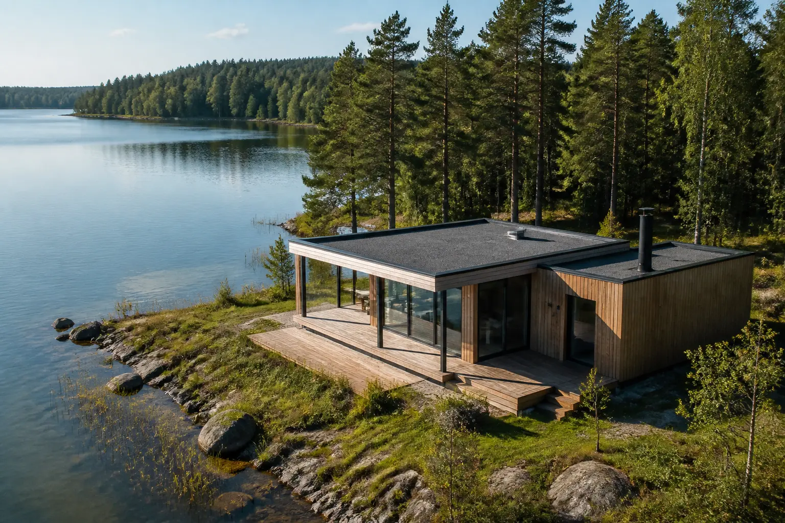 Символічне зображення концепції lakehouse — будинок біля озера даних