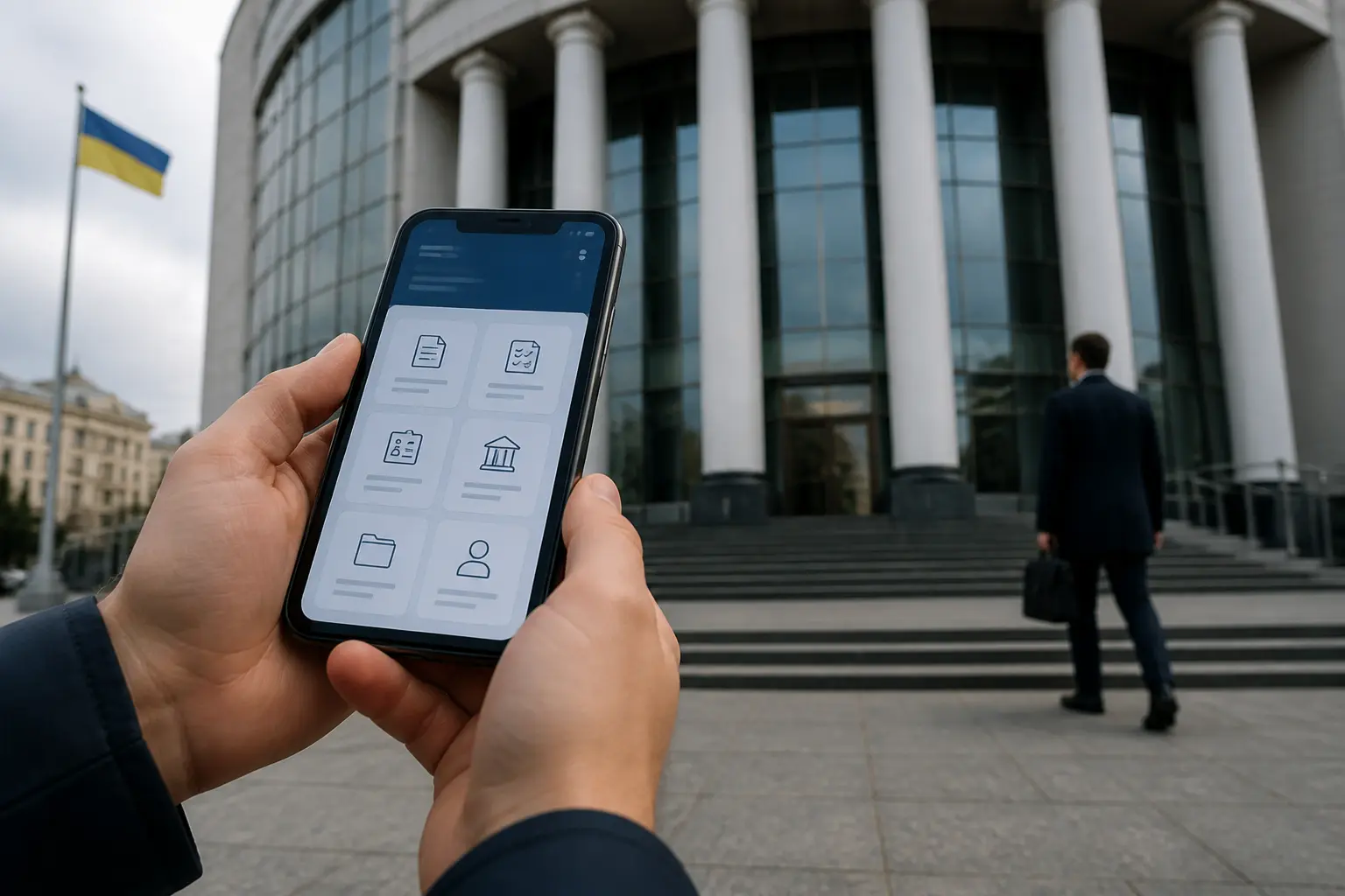Людина користується застосунком державних послуг на смартфоні