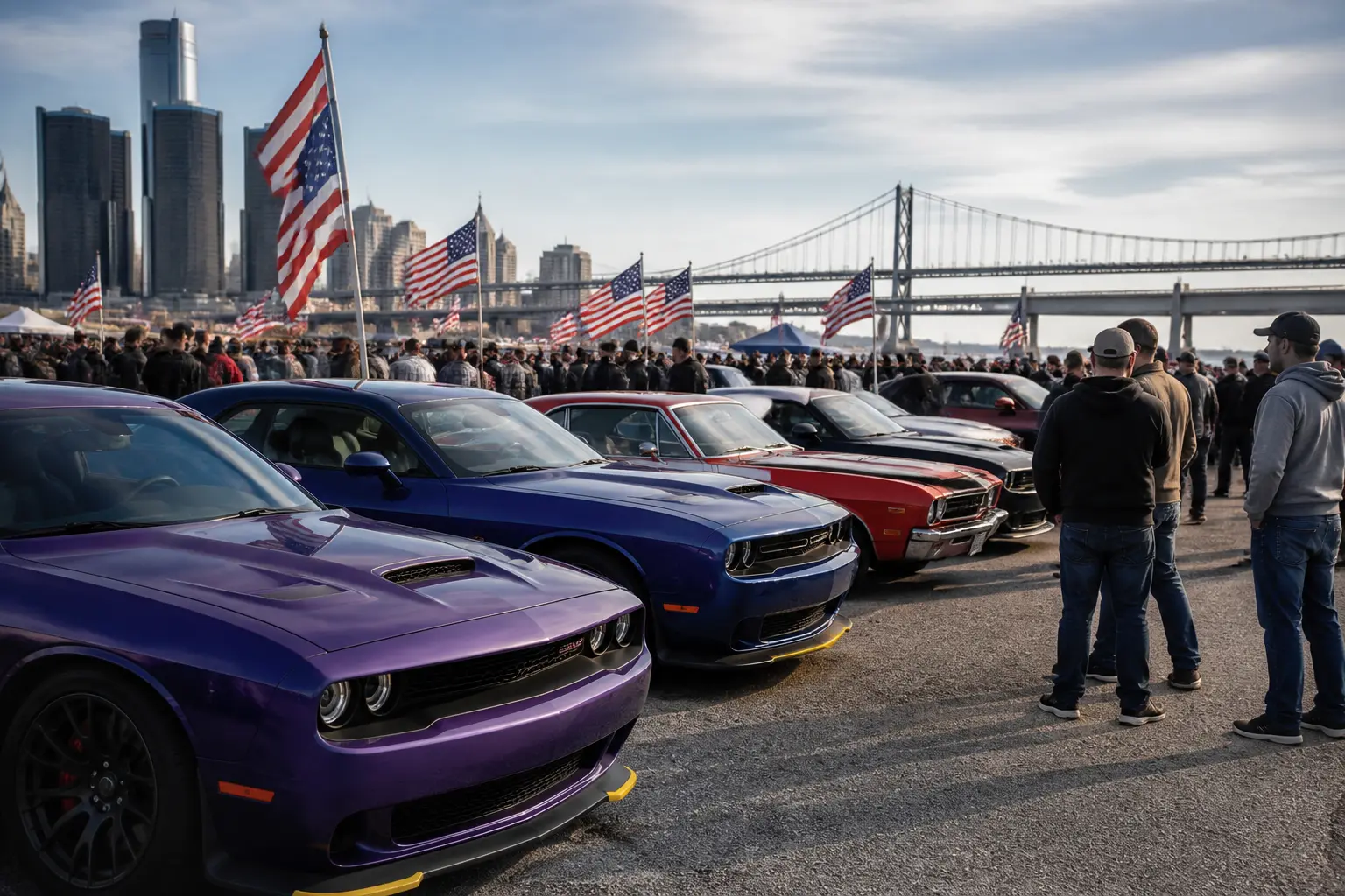 Встреча поклонников Dodge с различными моделями muscle cars