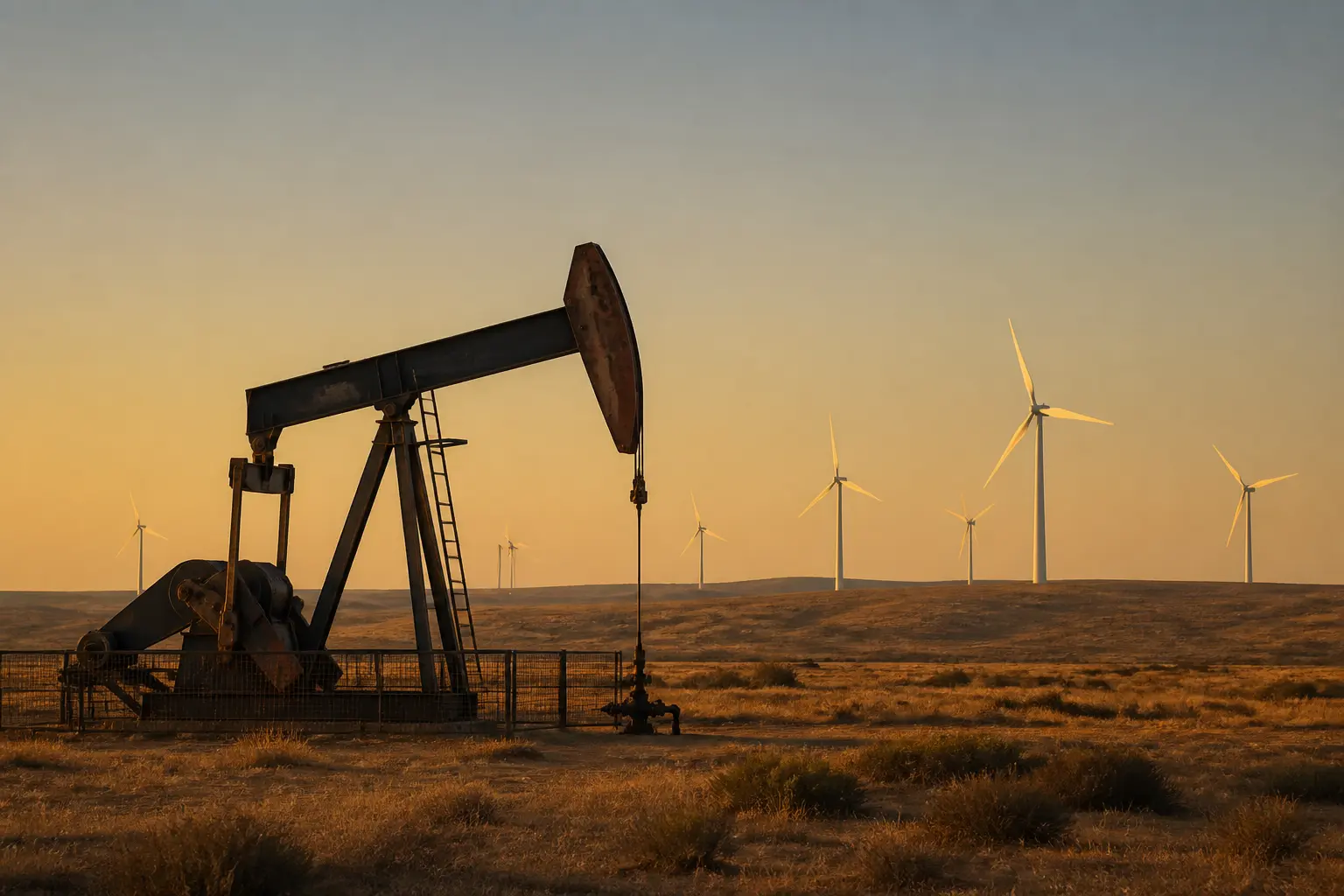 Нафтовий насос і вітрові турбіни в Техасі