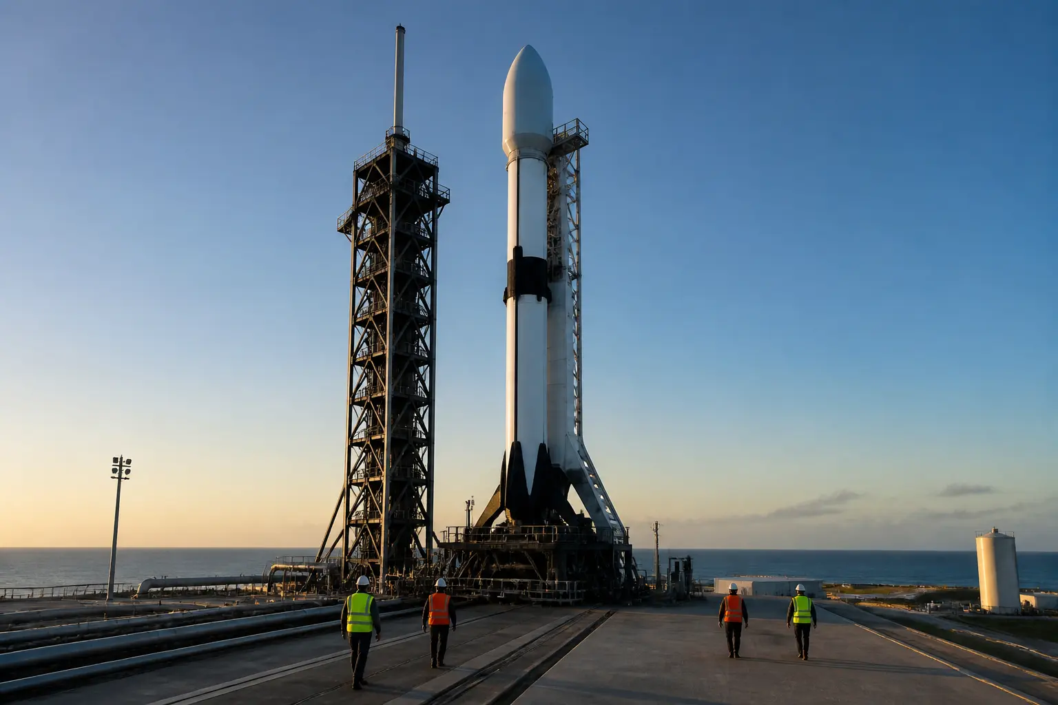 Ракета SpaceX на стартовой площадке перед запуском