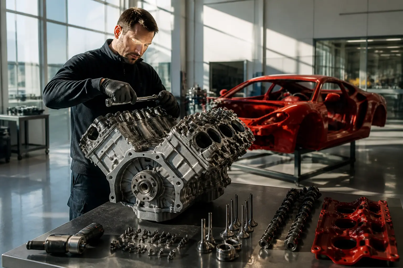Майстер збирає двигун V12 на заводі в Маранелло