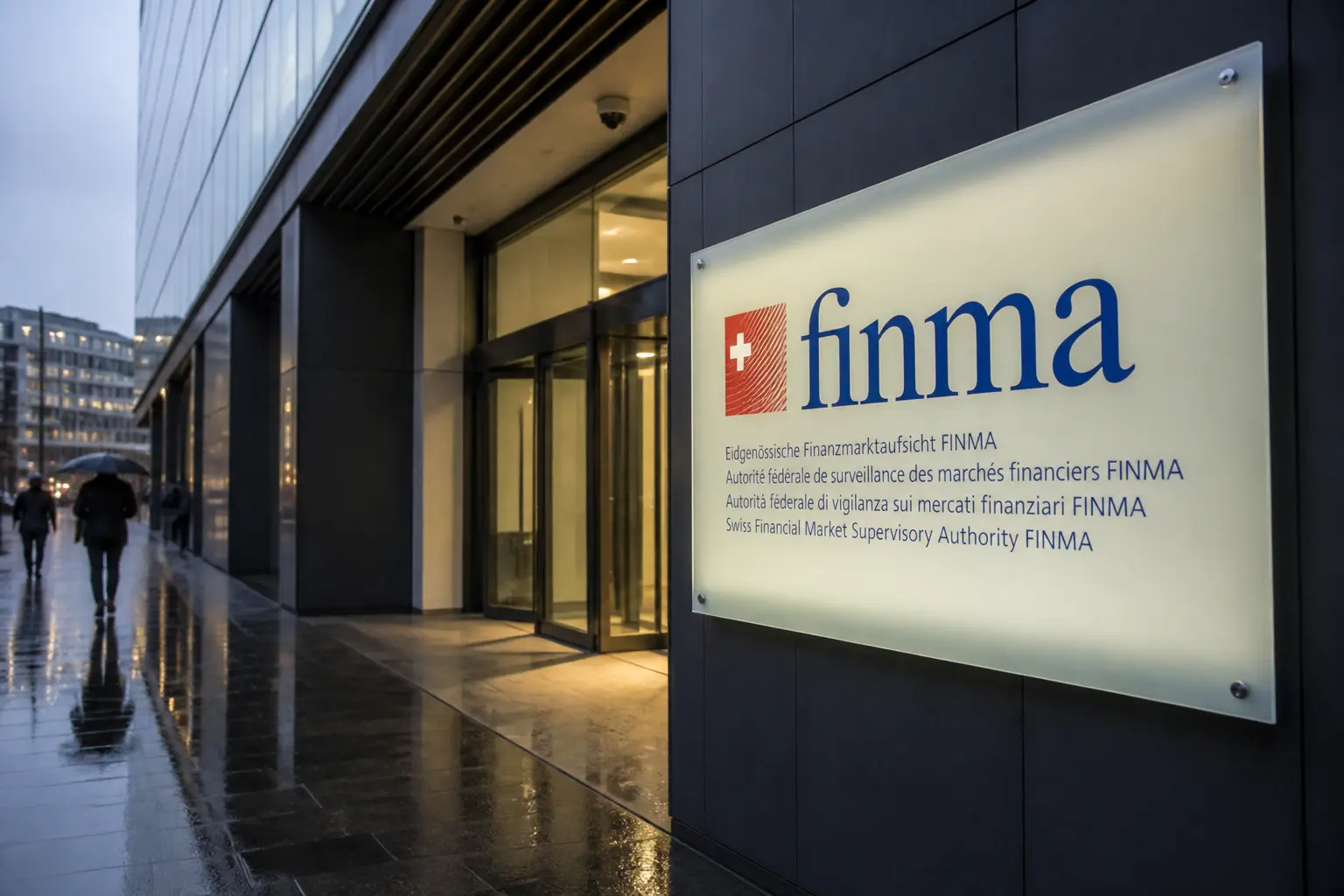 Документ финансового регулирования с логотипом FINMA на рабочем столе