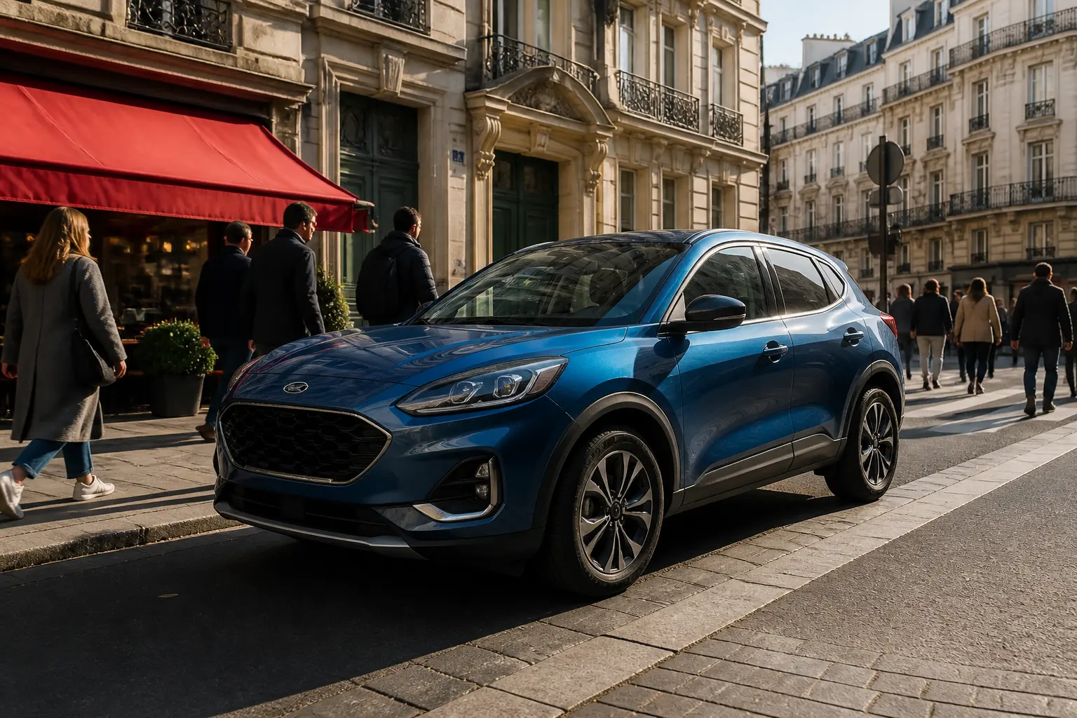 Компактный кроссовер Ford на улице европейского города