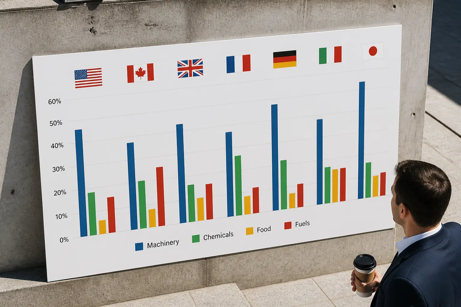 Столбчатая диаграмма товарной структуры экспорта стран G7
