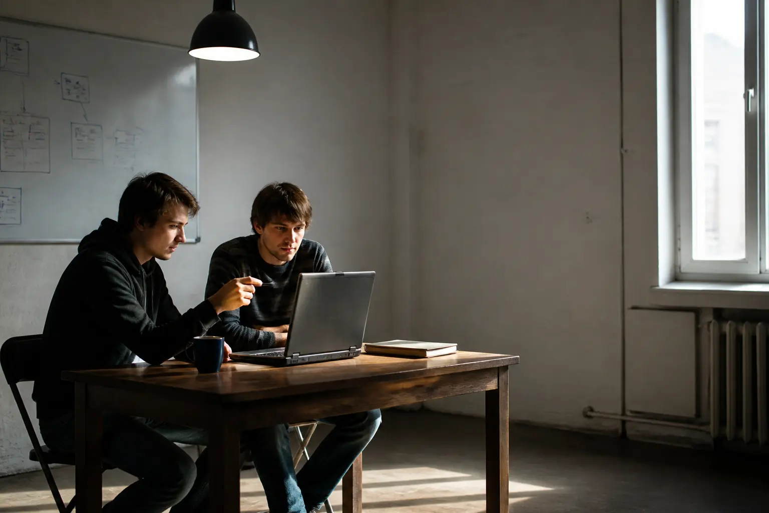 Умовна сцена роботи над стартапом; не фото засновників чи першого офісу Grammarly.