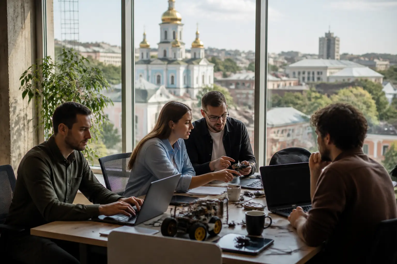 Команда харківських підприємців у сучасному офісі з видом на місто