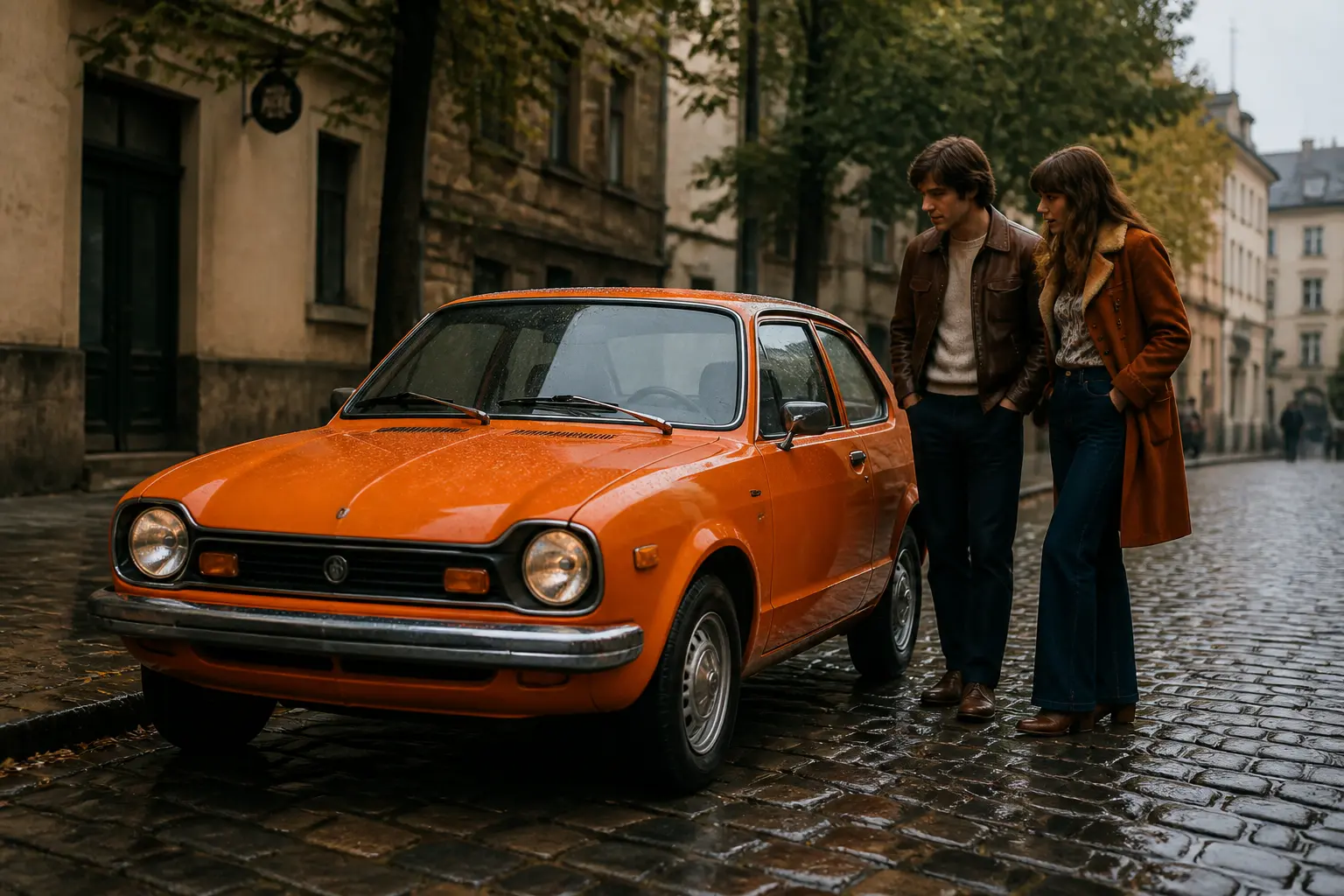 Классический Honda Civic 1972 года на европейской улице