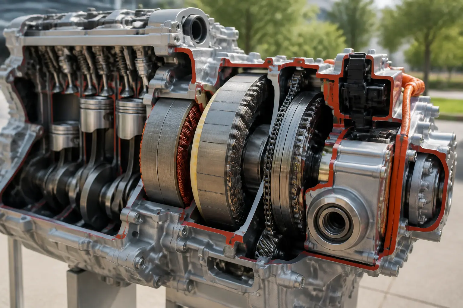 Гибридная силовая установка Honda e:HEV в разрезе
