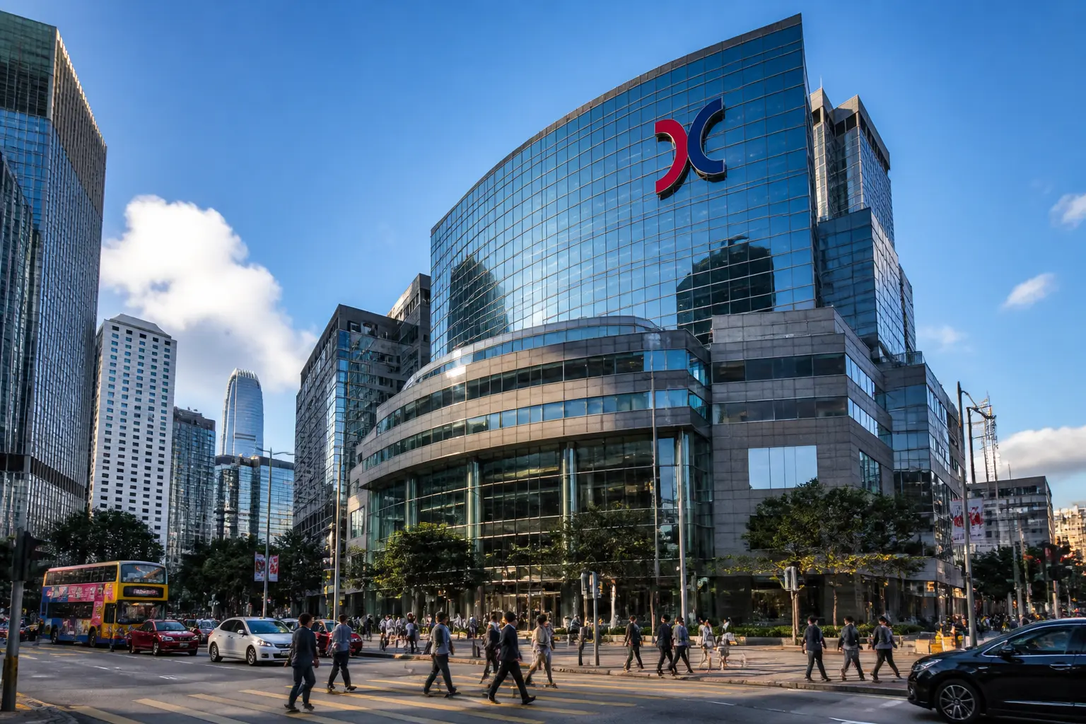Сучасна будівля Hong Kong Exchanges у діловому центрі Гонконгу