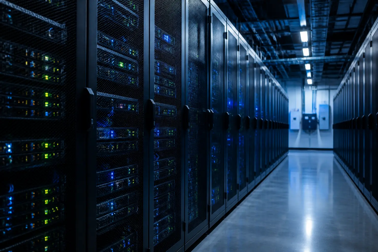 Стійки з серверами та GPU в сучасному дата-центрі