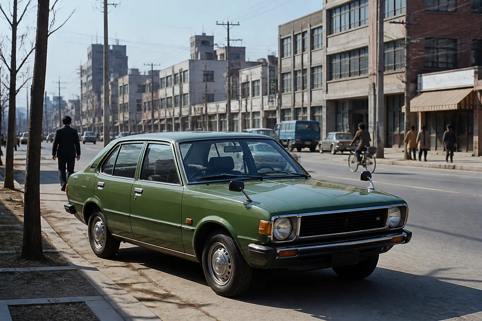 Классический Hyundai Pony на улице Сеула1970-х годов