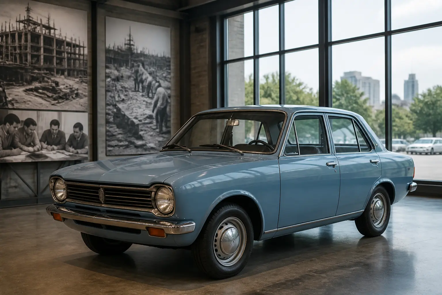 Ретро-седан 1970-х років у стилі першого корейського автомобіля Hyundai Pony