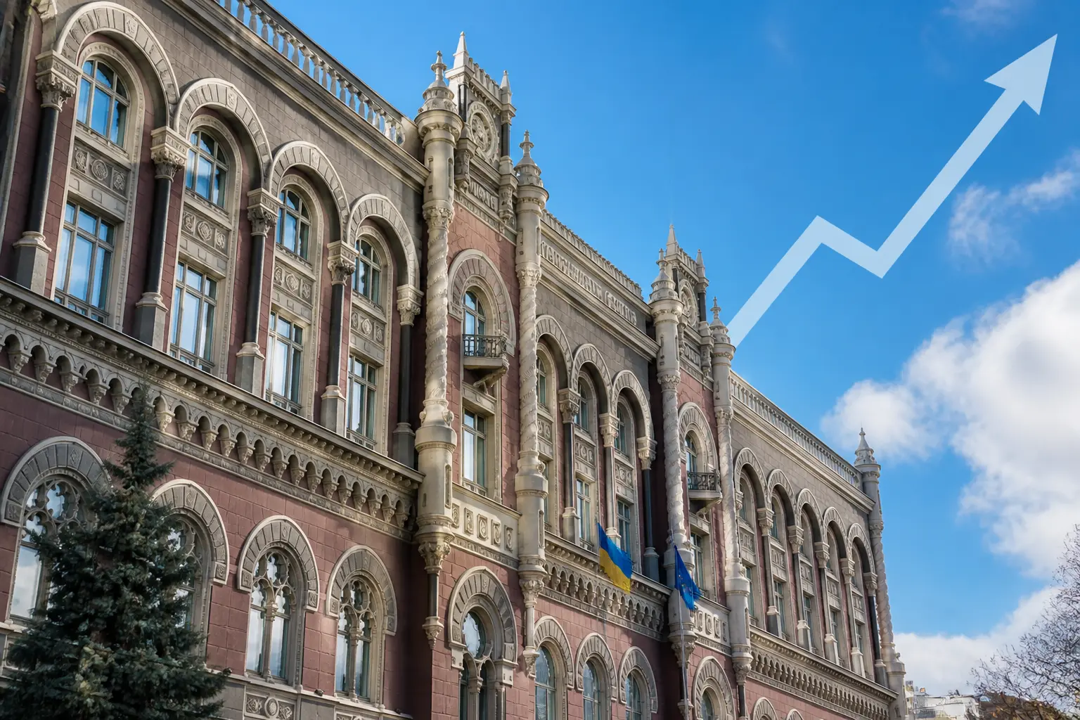 Здание Национального банка Украины и график роста