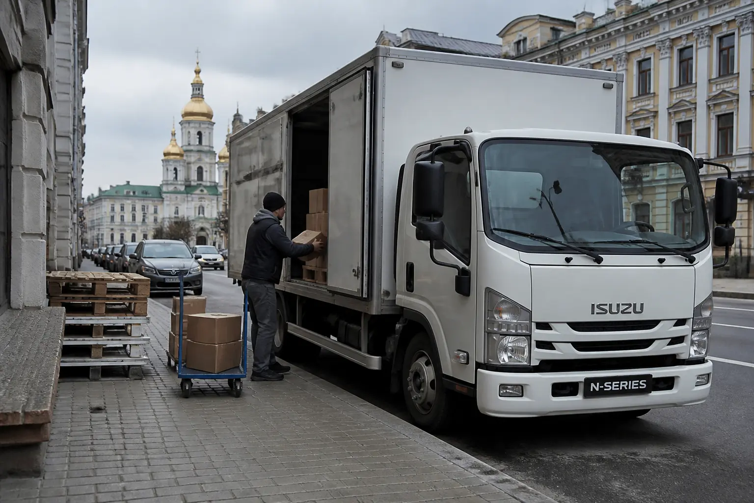 Вантажівка Isuzu N-Series на вулиці українського міста