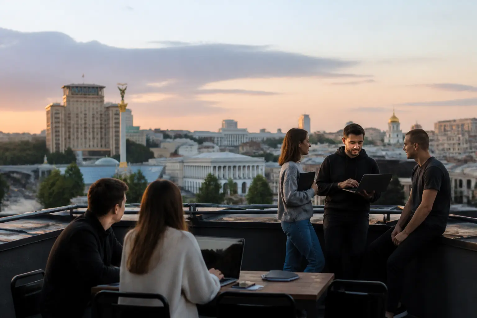 Вид на Київ увечері як символ розвитку української IT-екосистеми