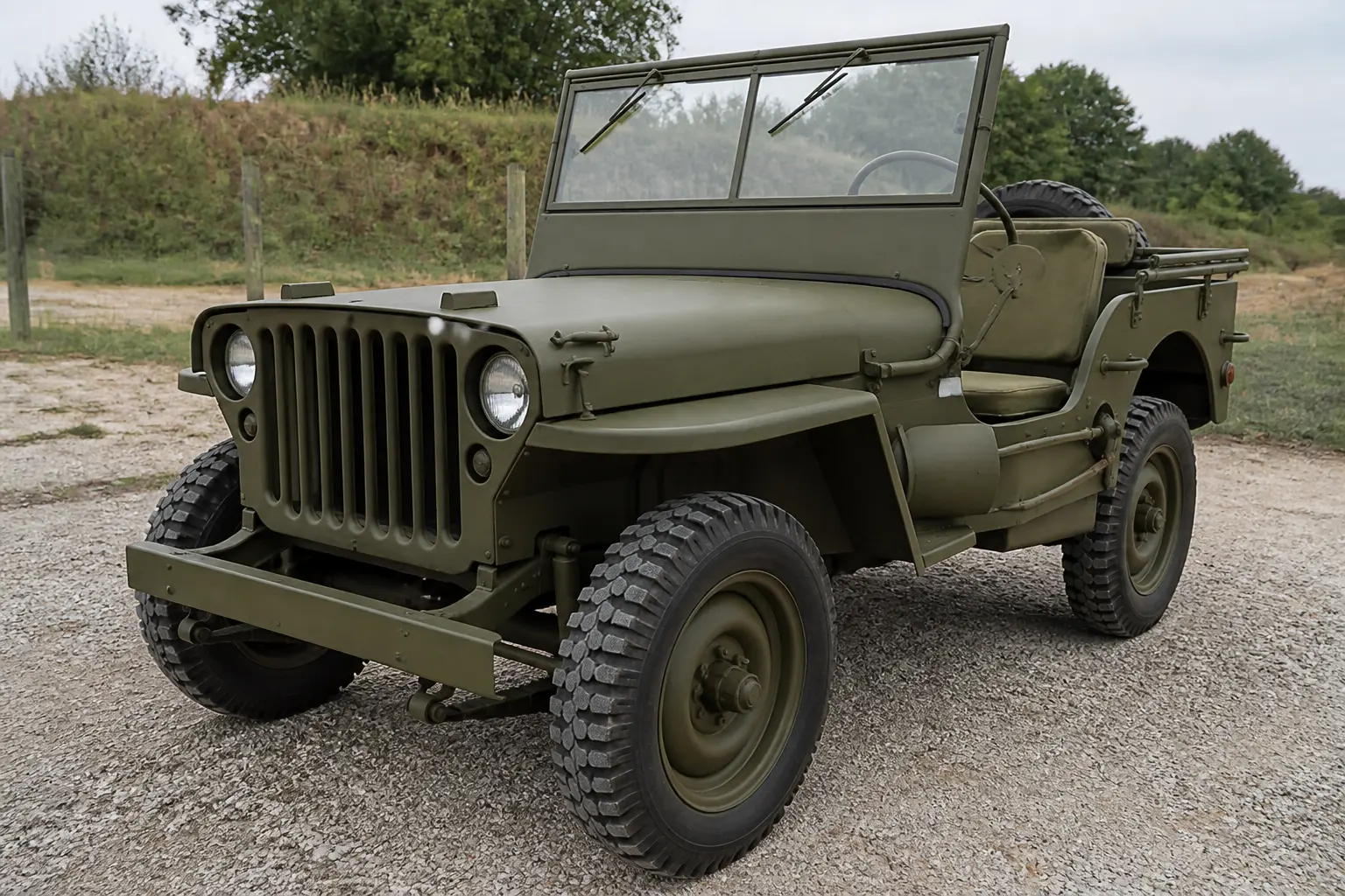 Військовий Willys MB Jeep часів Другої світової війни на гравійному майданчику