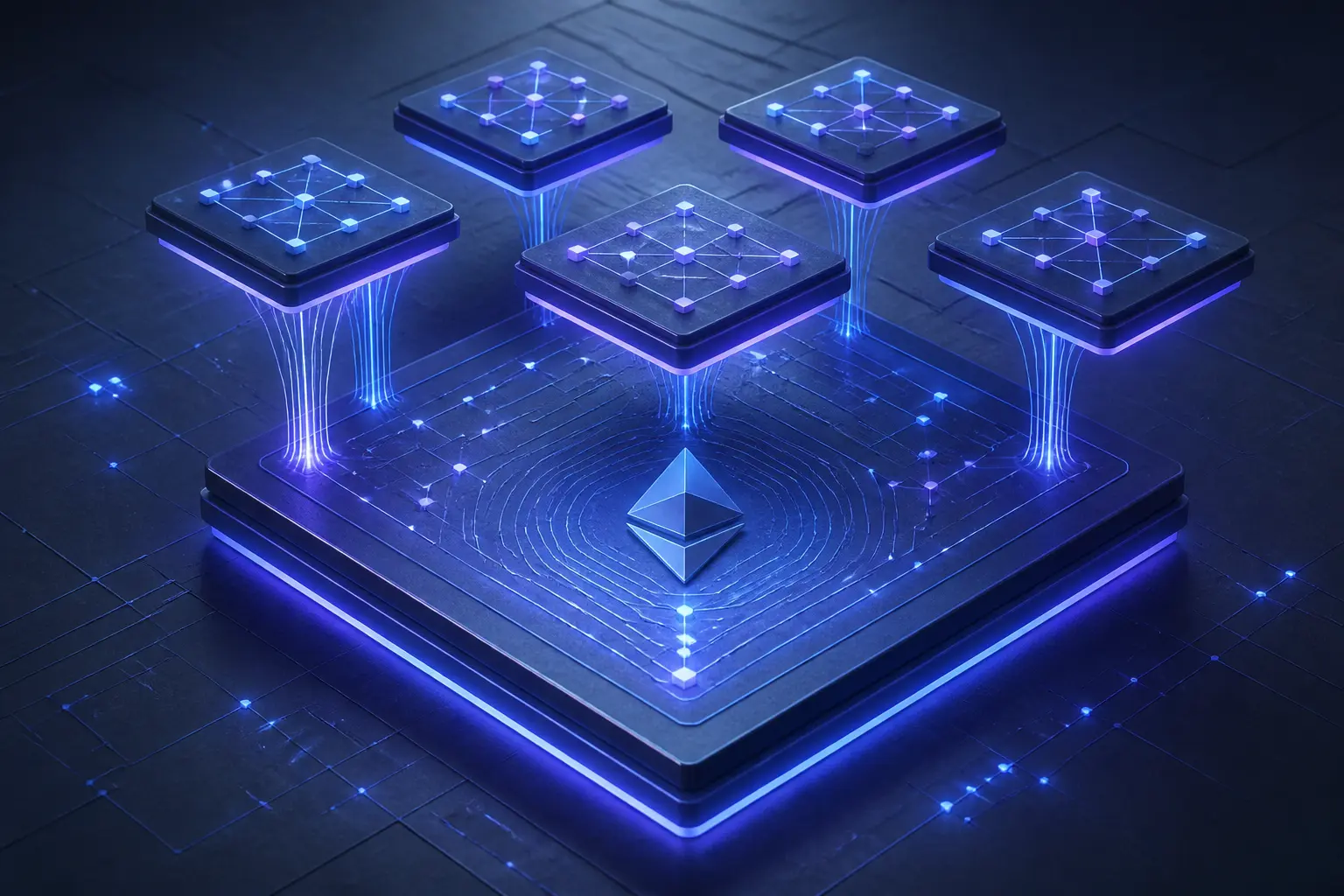Схематична візуалізація шарів екосистеми Ethereum з мережами другого рівня
