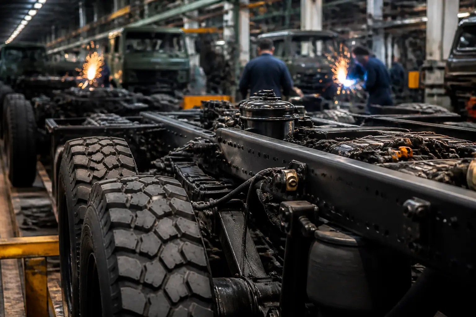 Конвеєр складання вантажних автомобілів на українському заводі