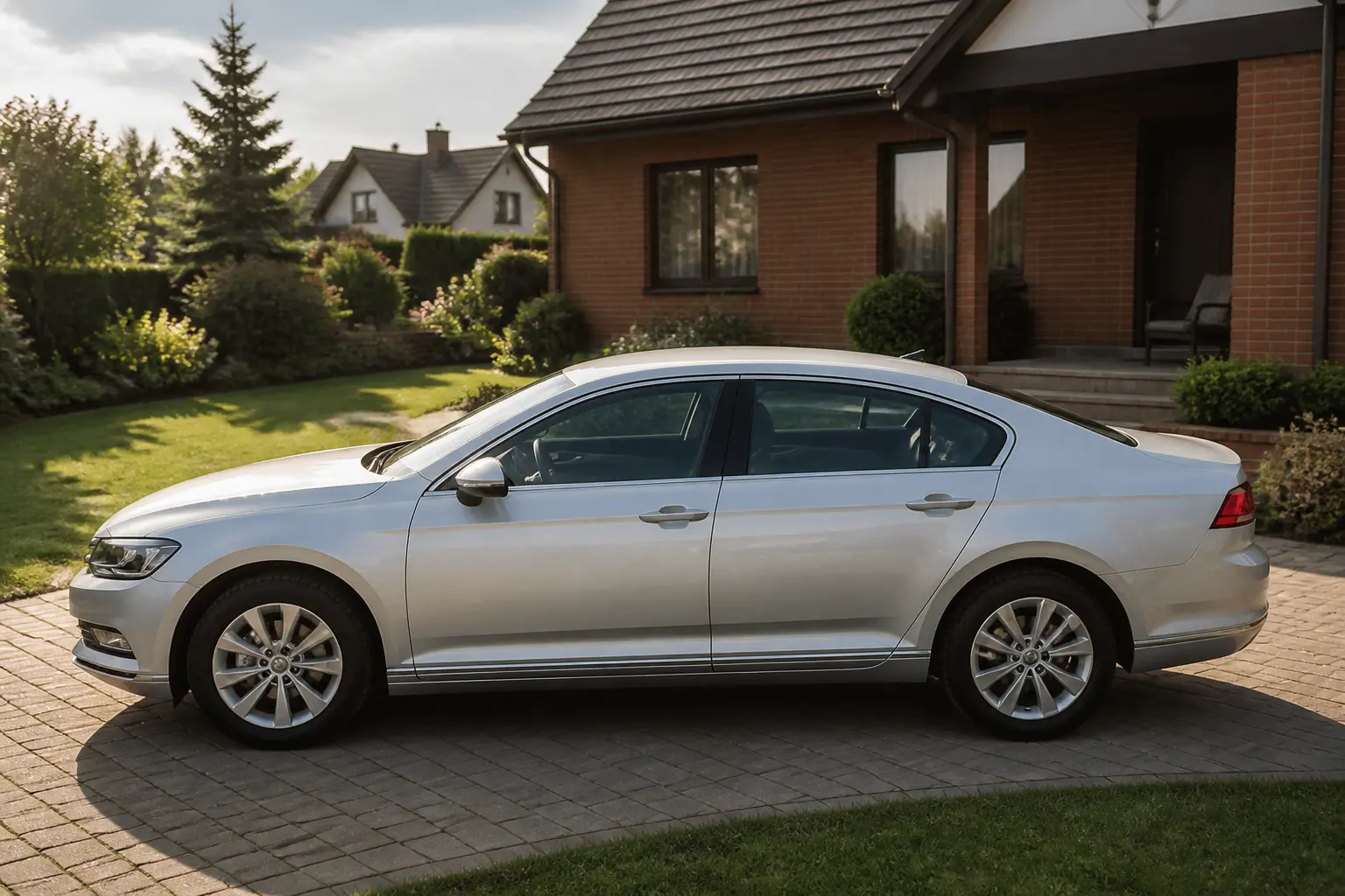 Volkswagen Passat біля сімейного будинку