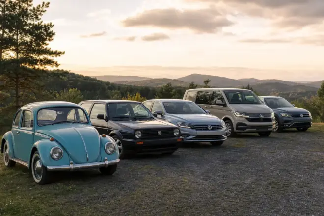 Культові моделі Volkswagen: Beetle, Golf, Passat, Transporter і Tiguan