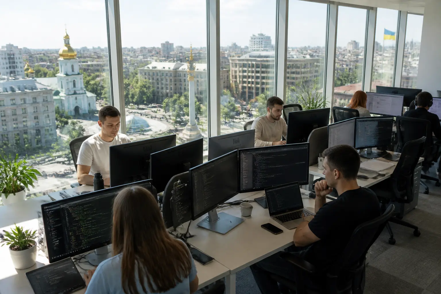 Команда ІТ-компанії за роботою в київському офісі