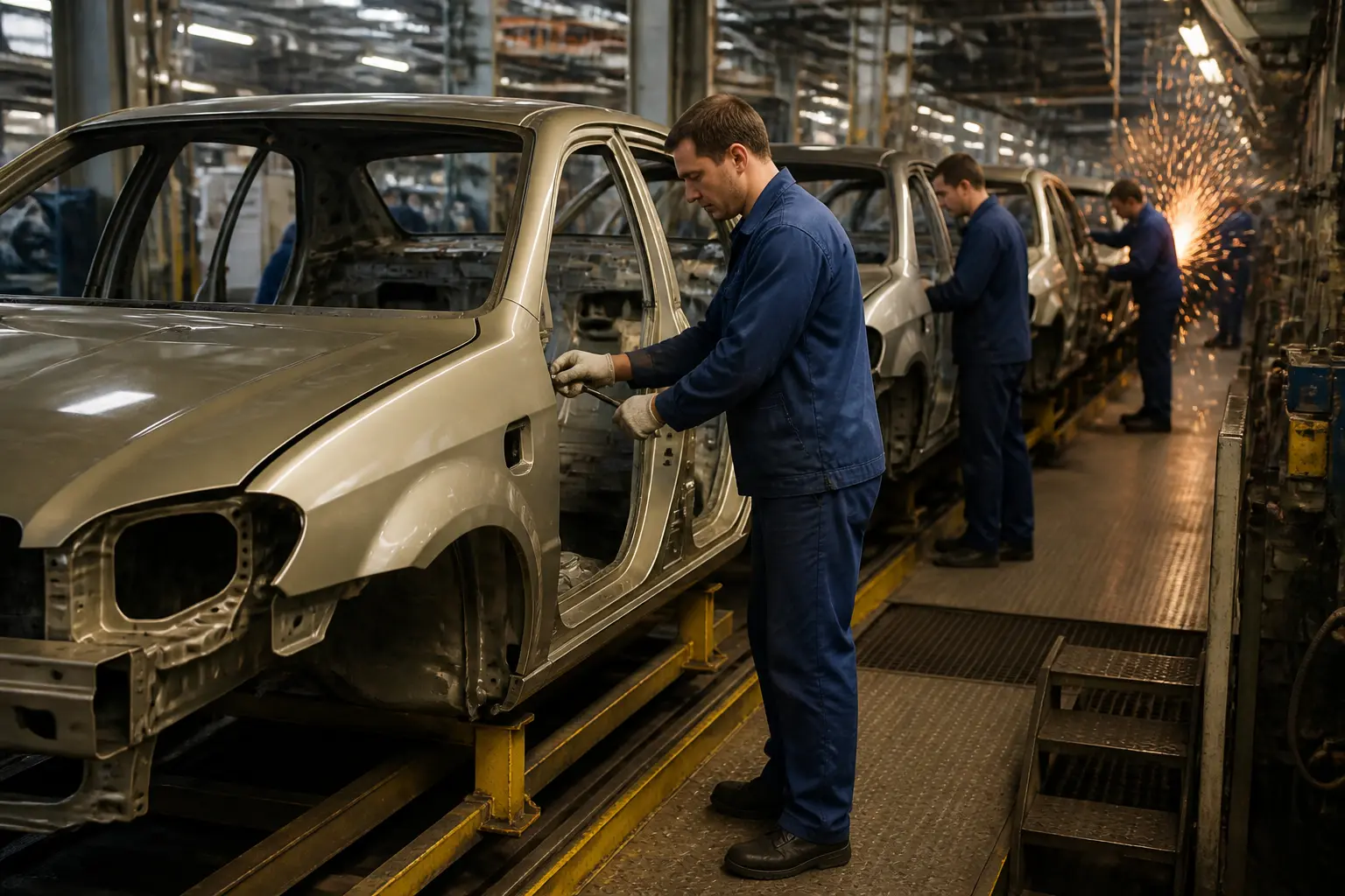 Сборочная линия ЗАЗ Lanos на украинском заводе в середине 2000-х