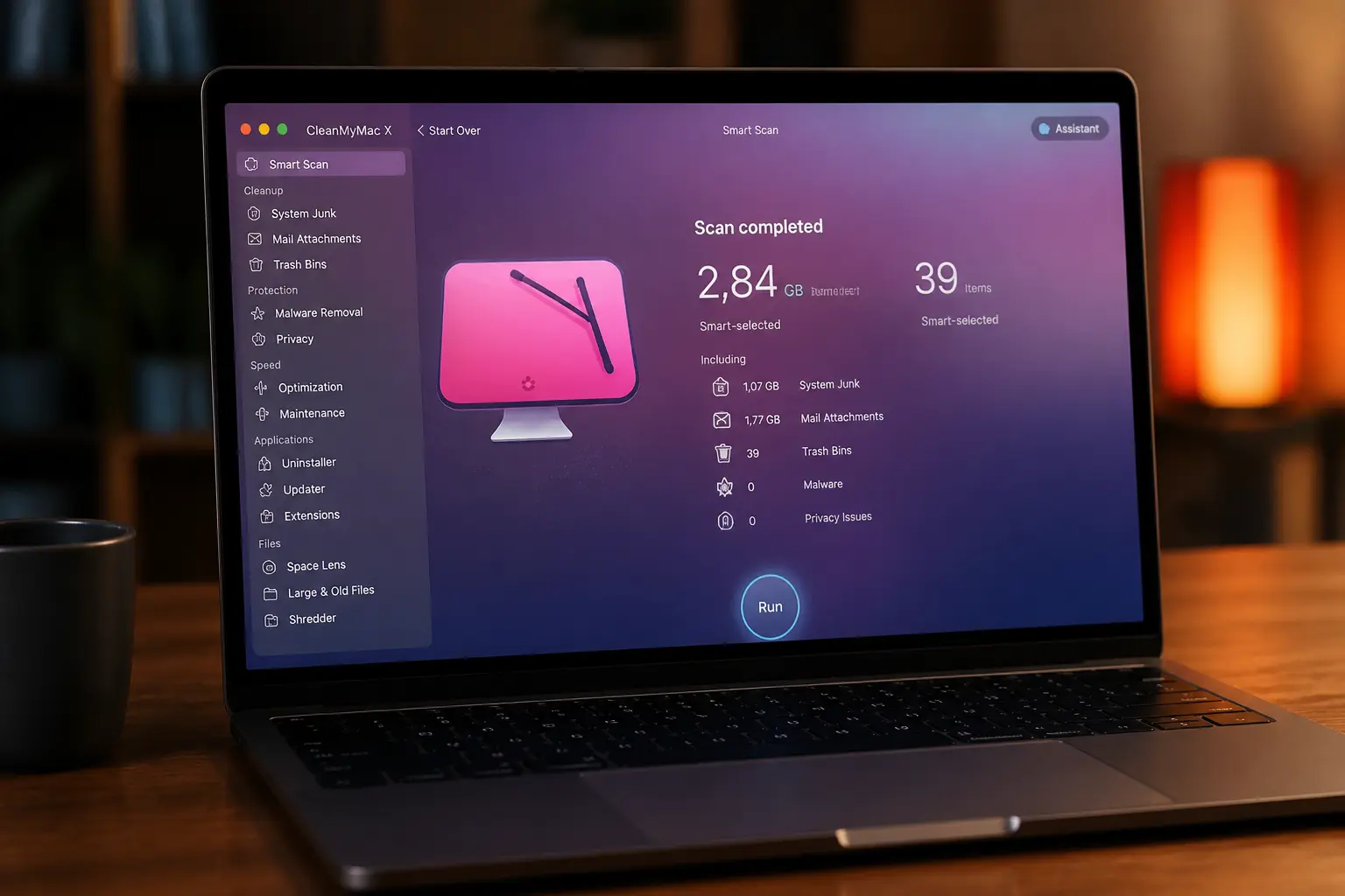 Інтерфейс CleanMyMac X на екрані Mac