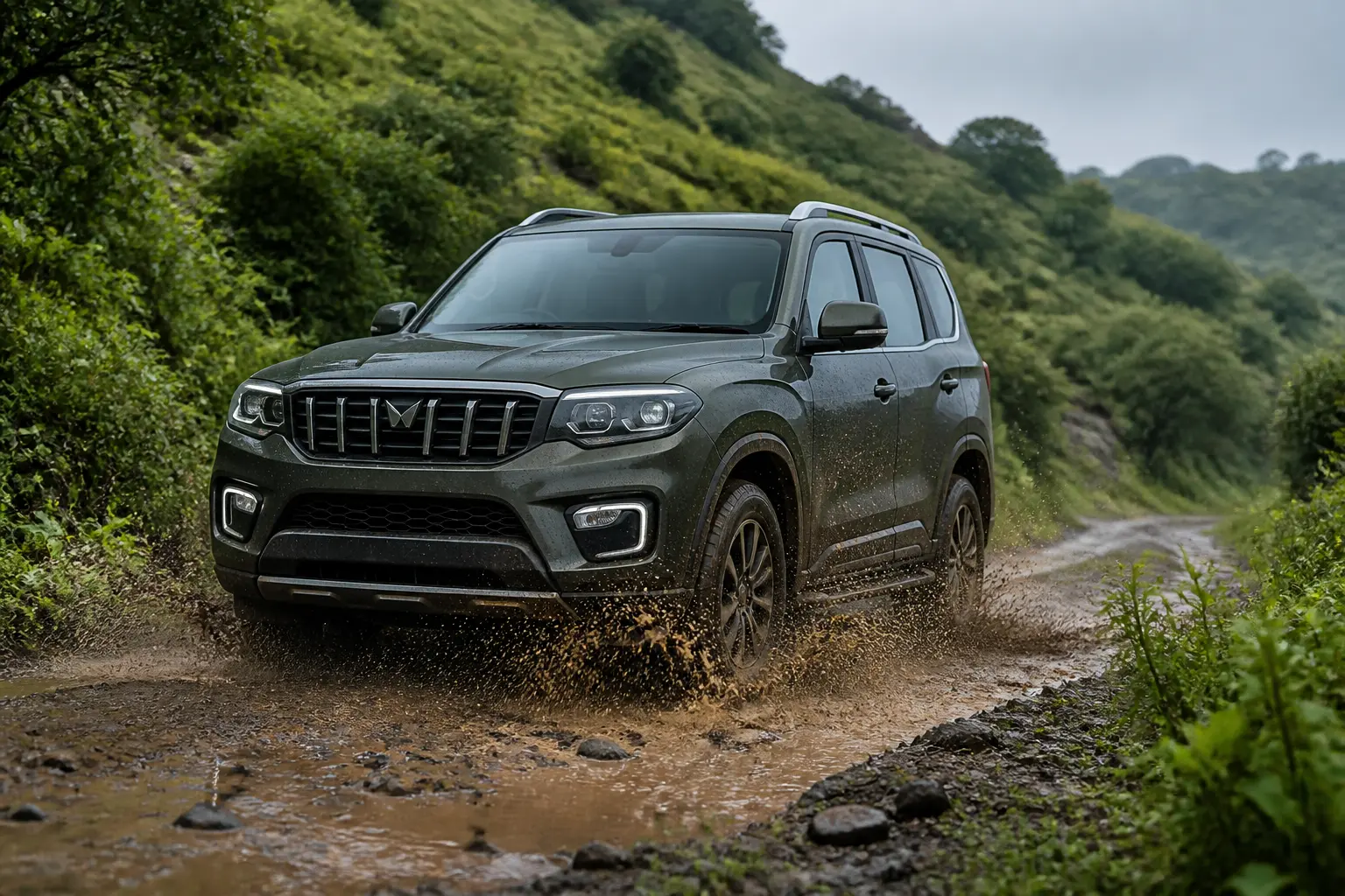 Внедорожник Mahindra Scorpio-N на бездорожье
