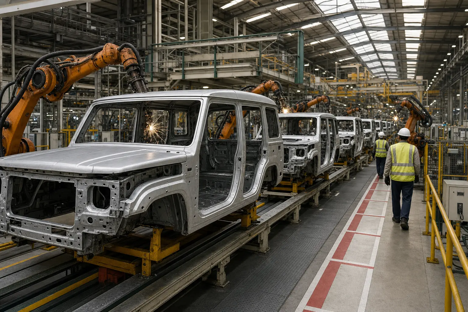 Производственная линия по сборке внедорожников на заводе Mahindra