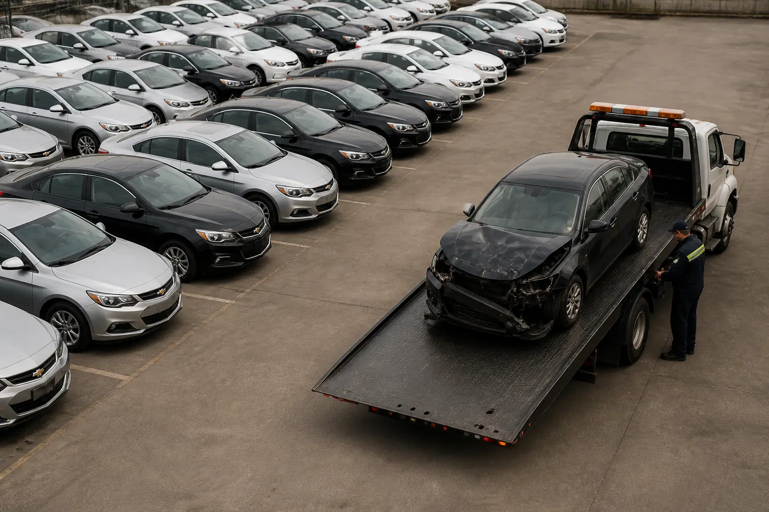 Сравнение происхождения авто: корпоративный парк и эвакуатор с битым авто