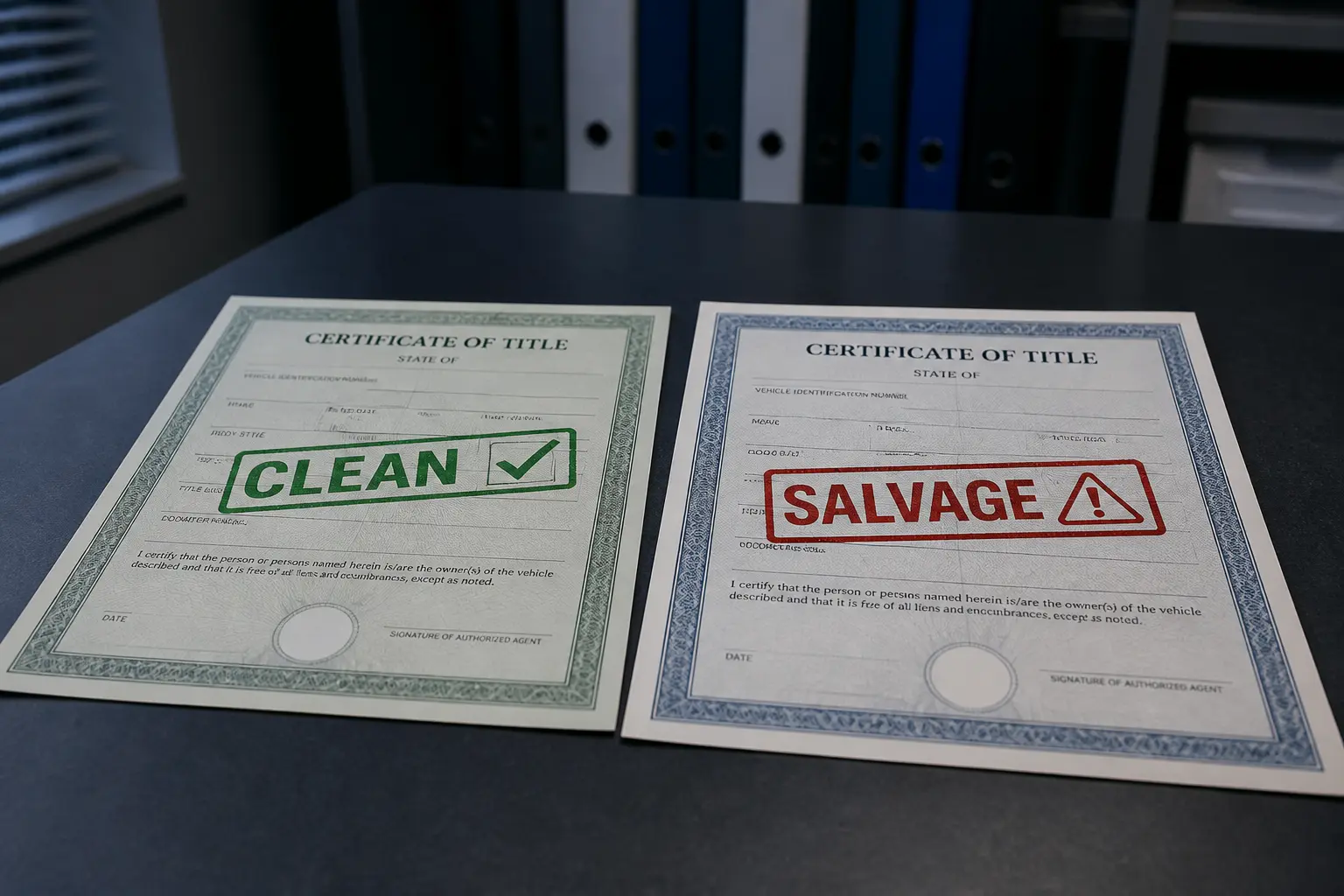 Два сертификата title: clean и salvage в сравнении