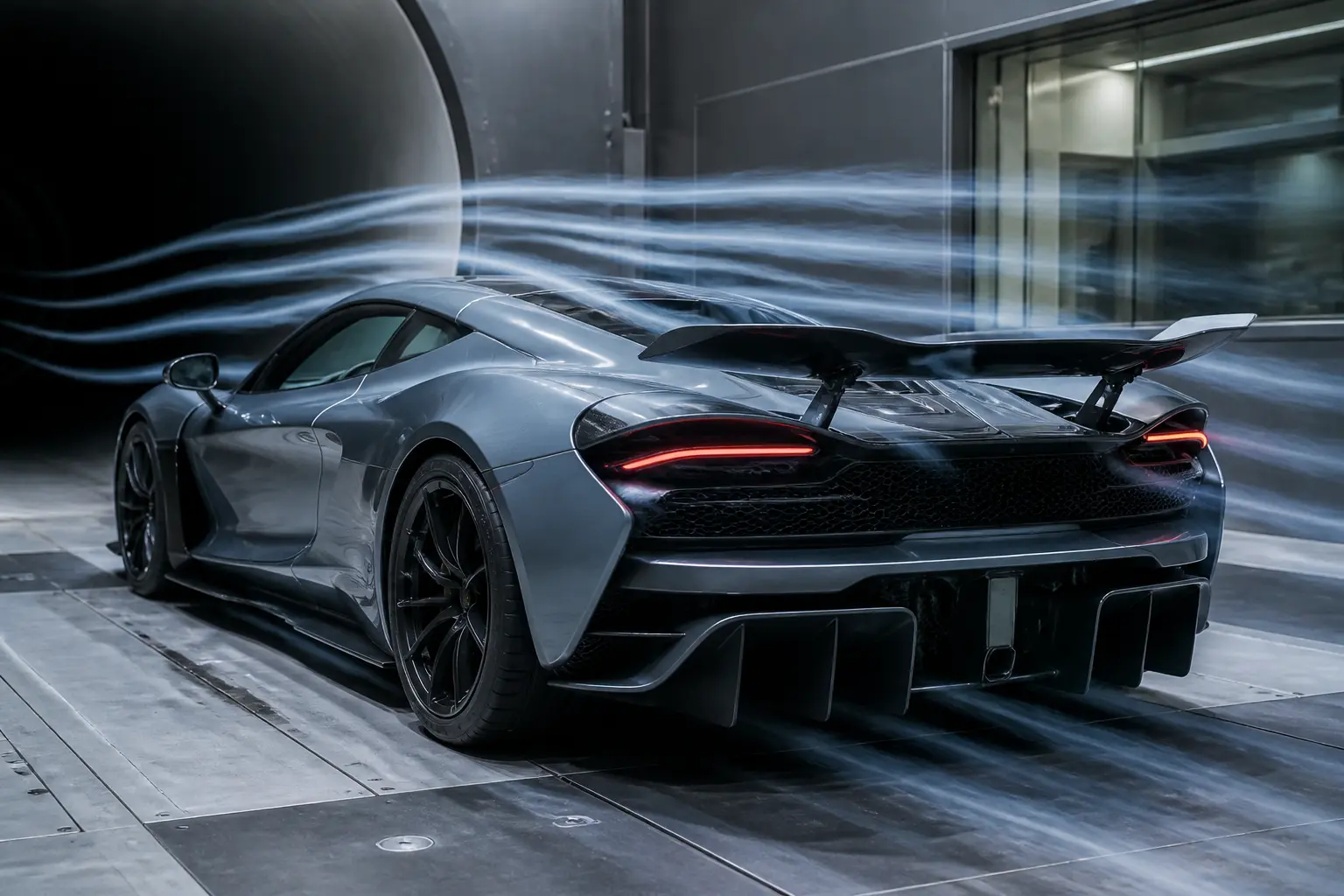 Аеродинамічні випробування суперкара McLaren в аеродинамічній трубі