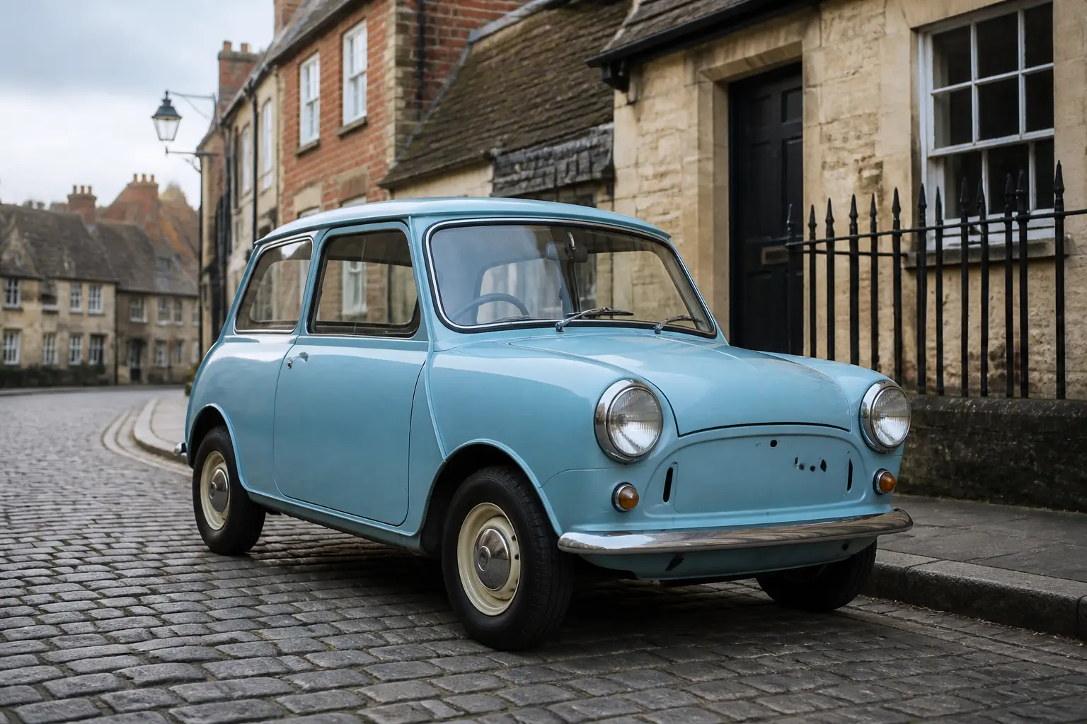 Класичний британський малолітражний автомобіль кінця 1950-х на вулиці англійського міста