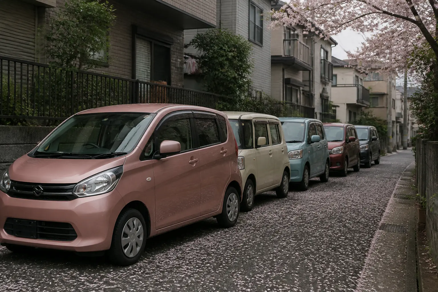 Кей-кары Mitsubishi eK Wagon на улице Токио